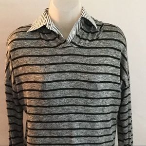 Olivia Rae Hooded Grey Striped Crop Top
